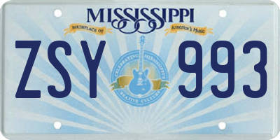 MS license plate ZSY993