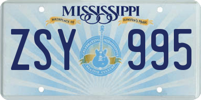 MS license plate ZSY995