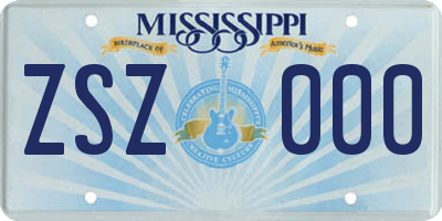 MS license plate ZSZ000