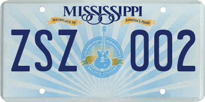 MS license plate ZSZ002