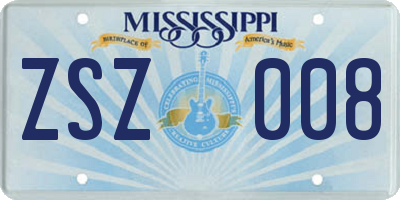 MS license plate ZSZ008