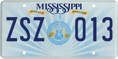 MS license plate ZSZ013