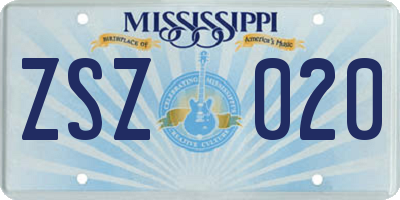 MS license plate ZSZ020