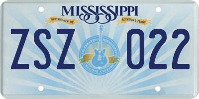 MS license plate ZSZ022