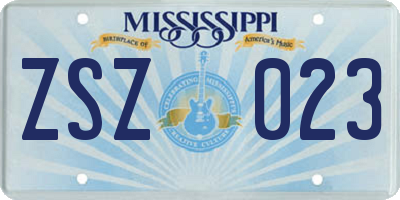 MS license plate ZSZ023