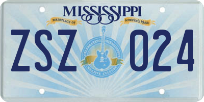 MS license plate ZSZ024