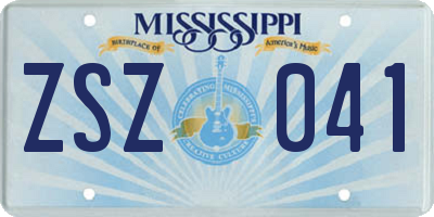 MS license plate ZSZ041