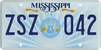 MS license plate ZSZ042
