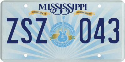 MS license plate ZSZ043