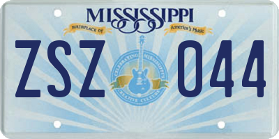 MS license plate ZSZ044