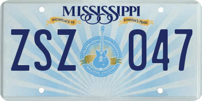 MS license plate ZSZ047