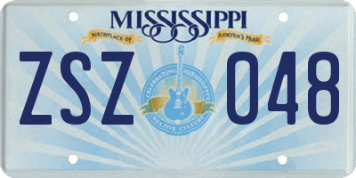 MS license plate ZSZ048