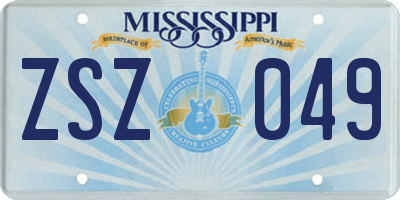 MS license plate ZSZ049
