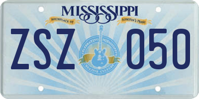 MS license plate ZSZ050
