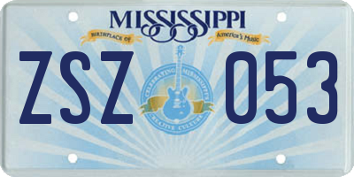 MS license plate ZSZ053