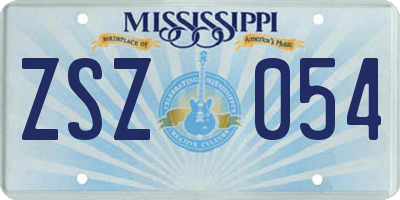 MS license plate ZSZ054