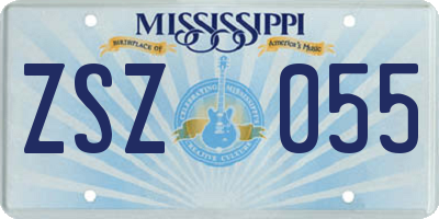 MS license plate ZSZ055