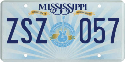 MS license plate ZSZ057
