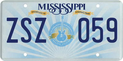 MS license plate ZSZ059