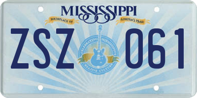 MS license plate ZSZ061