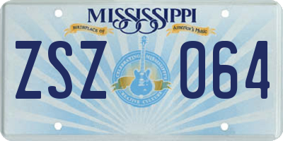 MS license plate ZSZ064