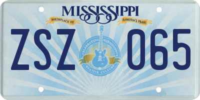 MS license plate ZSZ065