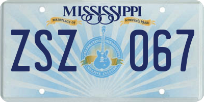 MS license plate ZSZ067