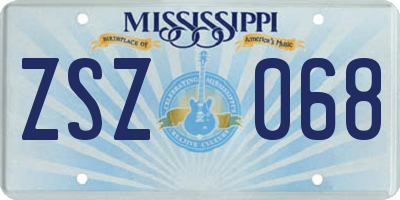 MS license plate ZSZ068
