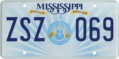 MS license plate ZSZ069