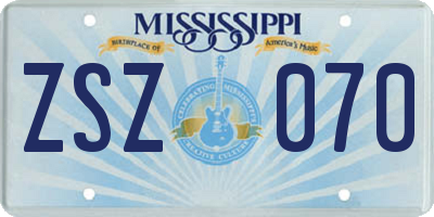 MS license plate ZSZ070