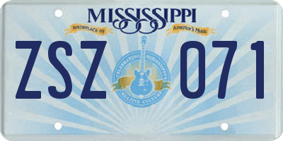 MS license plate ZSZ071