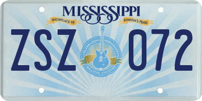 MS license plate ZSZ072