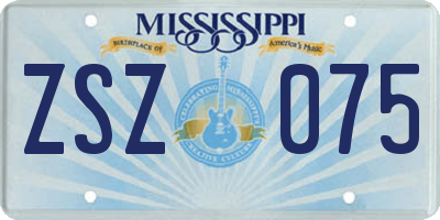 MS license plate ZSZ075