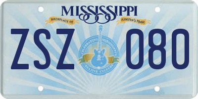 MS license plate ZSZ080