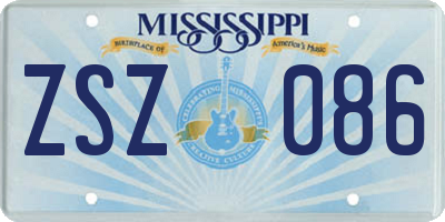 MS license plate ZSZ086