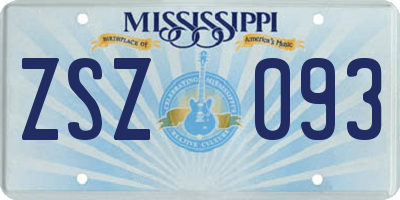 MS license plate ZSZ093