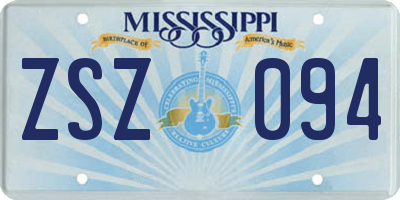 MS license plate ZSZ094