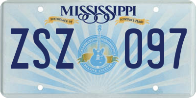 MS license plate ZSZ097