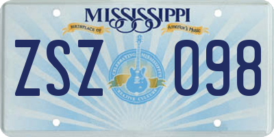 MS license plate ZSZ098