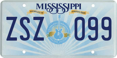 MS license plate ZSZ099