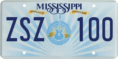 MS license plate ZSZ100