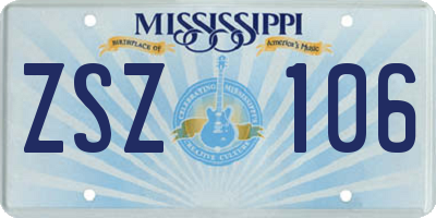 MS license plate ZSZ106