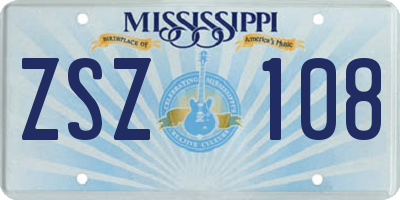 MS license plate ZSZ108