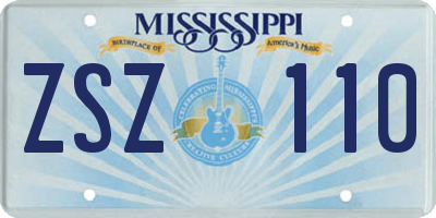 MS license plate ZSZ110