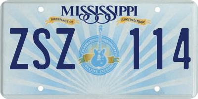 MS license plate ZSZ114
