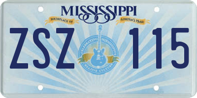 MS license plate ZSZ115