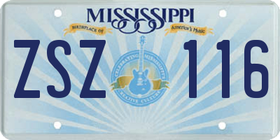 MS license plate ZSZ116