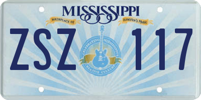 MS license plate ZSZ117