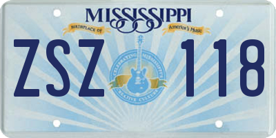 MS license plate ZSZ118