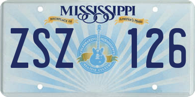 MS license plate ZSZ126